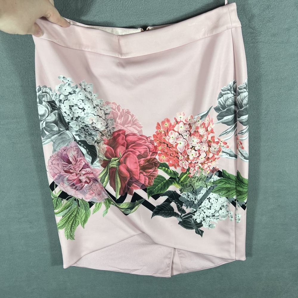 Ted Baker London Pink Floral Chevron Print Pencil Skirt Women's Size 5 (US